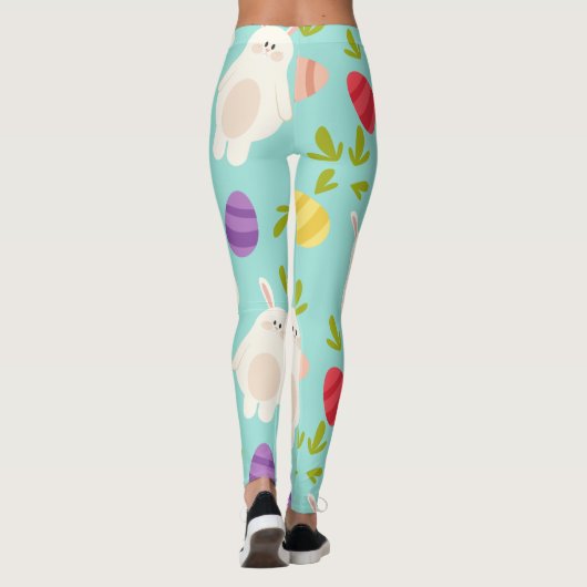  spiegelbeeld en patroon van eierturquoise leggings (Achterkant)