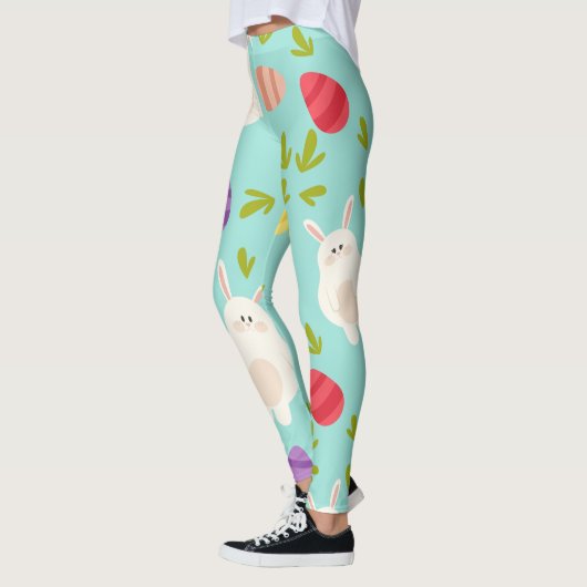  spiegelbeeld en patroon van eierturquoise leggings (Links)