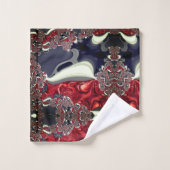 Spiegelbeeld genereert herhaalde vorm, over wit bad handdoek (Wasdoekje)