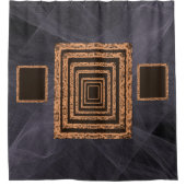 Spiegelblauw oranje douchegordijn (Voorkant)