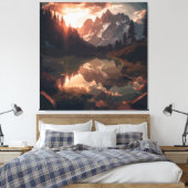 Spiegelgebergte Canvas Afdruk (Insitu (Slaapkamer))