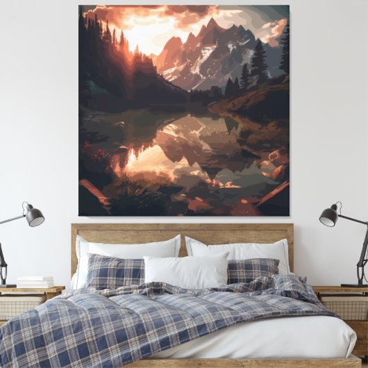 Spiegelgebergte Canvas Afdruk (Insitu (Slaapkamer))