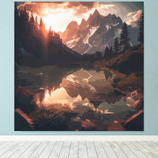 Spiegelgebergte Canvas Afdruk (Insitu (Houten vloer))