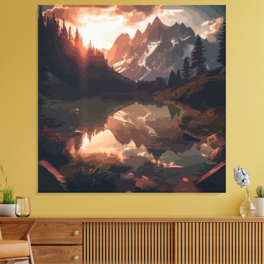 Spiegelgebergte Canvas Afdruk (Insitu (Woonkamer))