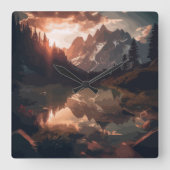 Spiegelgebergte Vierkante Klok (Voorkant)