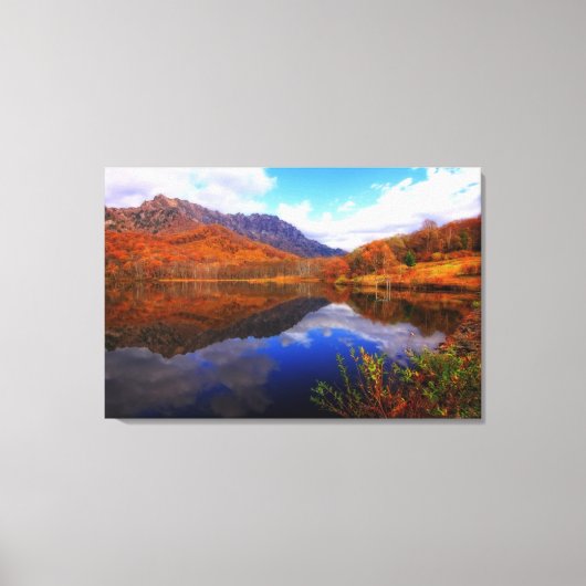 Spiegelmeer herfstlandschap reflectie water Herfst Canvas Afdruk (Voorkant)