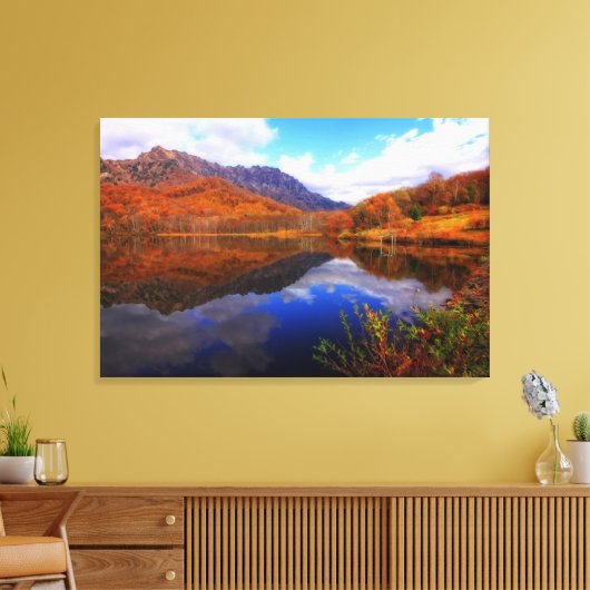 Spiegelmeer herfstlandschap reflectie water Herfst Canvas Afdruk (Insitu (Woonkamer))