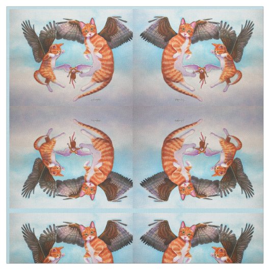 Spiegelontwerp Angel Cat and Mouse Game Fabric Stof (Swatch)