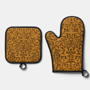 Spiegels Eikels en eikenbladeren & Bloempatroon Ovenwant & Pannenlap Set