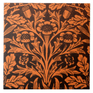 Spiegels Eikels en eikenbladeren & Bloempatroon Tegeltje