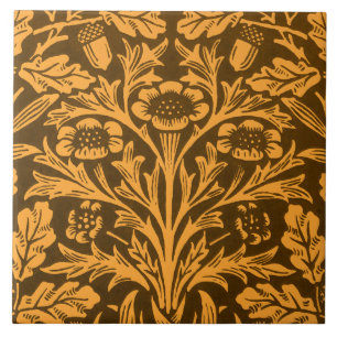 Spiegels Eikels en eikenbladeren & Bloempatroon Tegeltje