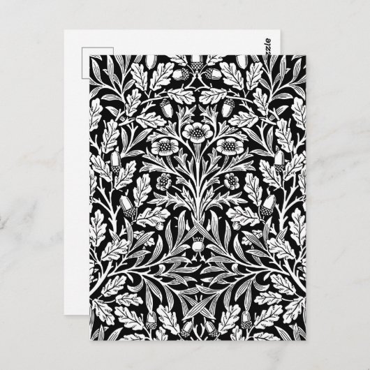 Spiegels eikels en eikenbladeren zwart en wit briefkaart (Voorkant / Achterkant)