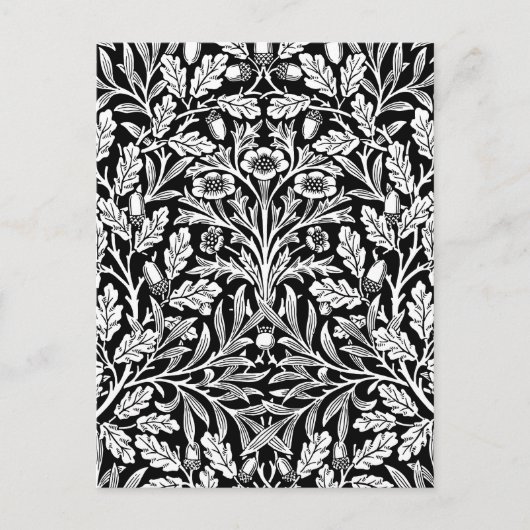 Spiegels eikels en eikenbladeren zwart en wit briefkaart (Voorkant)