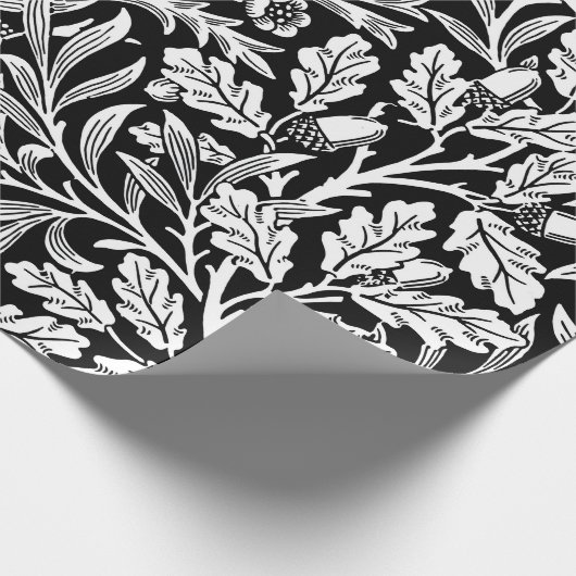 Spiegels eikels en eikenbladeren zwart en wit cadeaupapier (Hoek)