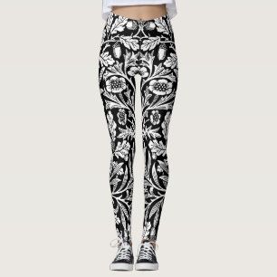 Spiegels eikels en eikenbladeren zwart en wit leggings