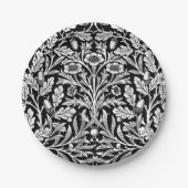 Spiegels eikels en eikenbladeren zwart en wit papieren bordje (Voorkant)