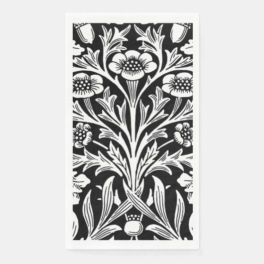 Spiegels eikels en eikenbladeren zwart en wit servet (Voorkant)