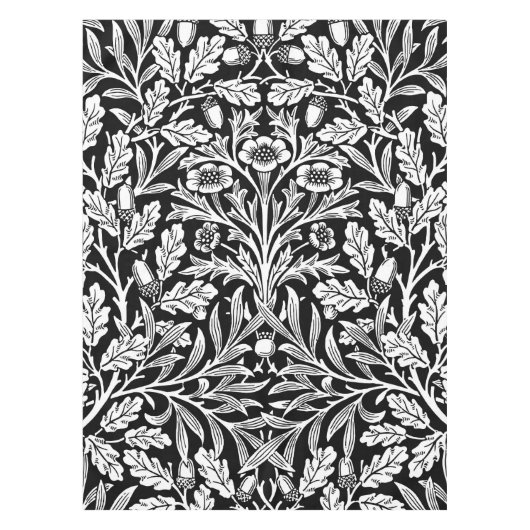 Spiegels eikels en eikenbladeren zwart en wit tafelkleed (Voorkant)