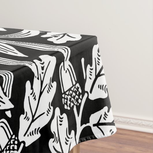 Spiegels eikels en eikenbladeren zwart en wit tafelkleed (Voorbeeld)