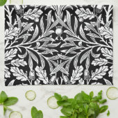 Spiegels eikels en eikenbladeren zwart en wit theedoek (Gevouwen)