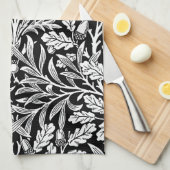 Spiegels eikels en eikenbladeren zwart en wit theedoek (Quarter Fold)