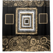 Spiegels, zwart, tannenachtig douchegordijn (Voorkant)