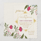 Spiegelsymmetrische bloemen uitnodiging (Voorkant / Achterkant)