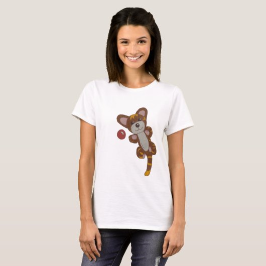 Spielende Katze T-shirt (Voorkant volledig)
