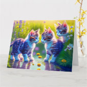 Spielende Katzenkinder Kaart (Gele Bloem)