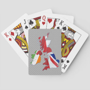 SPIELKAARTEN MET KAART EN VLAGGEN VAN DE BRITSE EI