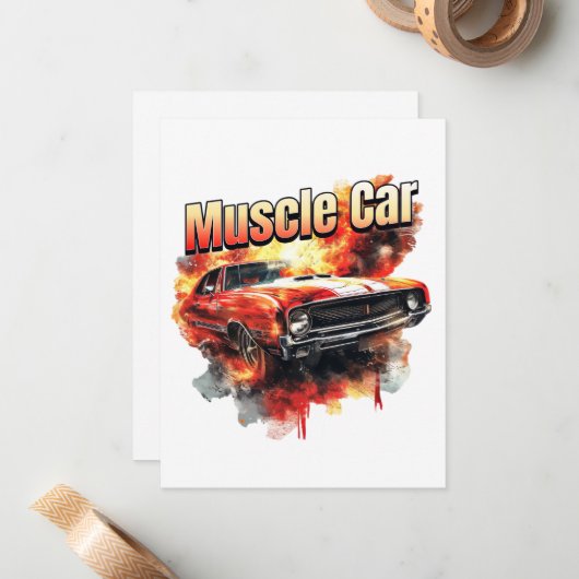 Spier Auto op Vuur Notitiekaartje (Voorkant / Achterkant in situ)