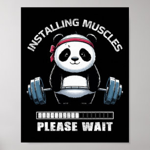 Spier Gebouw Fitness Panda Gewicht Hefbare Barbe Poster