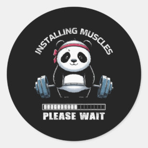 Spier Gebouw Fitness Panda Gewicht Hefbare Barbe Ronde Sticker