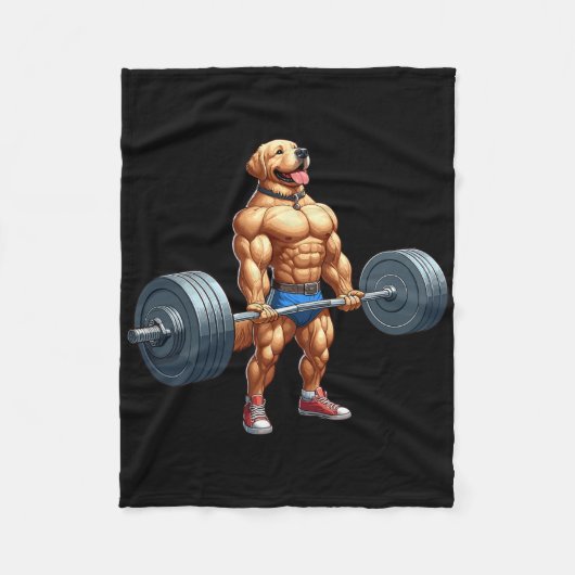 Spier Labrador Hond Deadlifting Gym Gewichtheffen Fleece Deken (Voorkant)