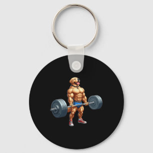 Spier Labrador Hond Deadlifting Gym Gewichtheffen Sleutelhanger
