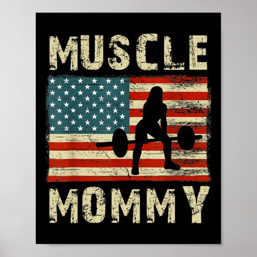 Spier Mama Vrouwen Bodybuilding Bodybuilder Weeg Poster (Voorkant)