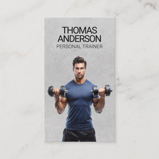 Spier Man Lifting Gewichten | Personal Trainer Visitekaartje (Voorkant)