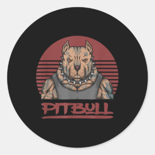 Spier Pitbull Hond Agressief Kijkend Pit Bull Wit Ronde Sticker