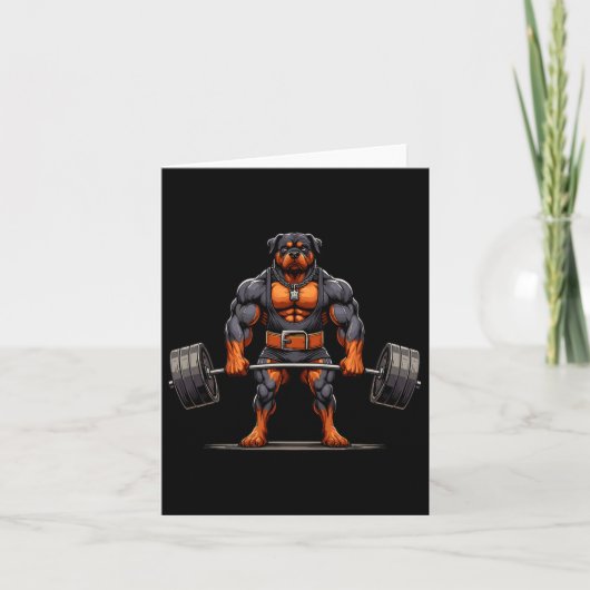 Spier Rottweiler Hond Deadlifting Gym Gewichtheffe Kaart (Voorkant)