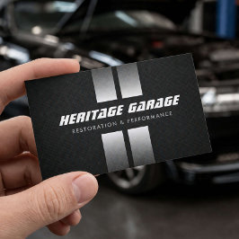 Spierauto-restauratie Racing Strepen Zwart Visitekaartje