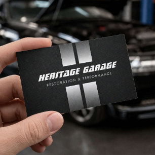 Spierauto-restauratie Racing Strepen Zwart Visitekaartje