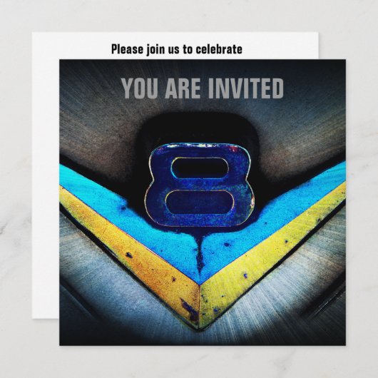 Spierauto V8 Macht en Chroom Kaart (Voorkant / Achterkant)