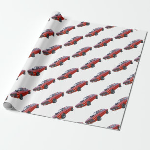 Spierauto van 70 in rood cadeaupapier