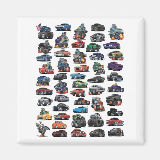 Spierauto's, klassieke auto's, vrachtwagens en een magneet (Voorkant)