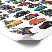 Spierauto's, klassieke auto's, vrachtwagens en een poster (Hoek)