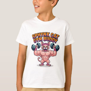 Spierball Sphynx Kat Gym Buddy Cartoon T-shirt