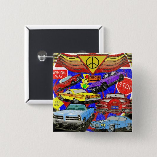 spierballen gisteren vierkante button 5,1 cm (Voorkant /achterkant)