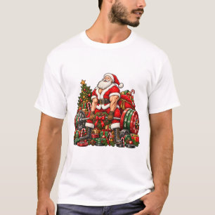 Spierbundel Kerstman Workout Deadlift Kerstmis T-shirt