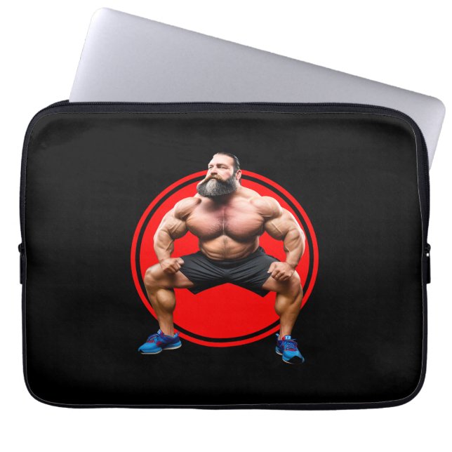Spierbundel met baard laptop sleeve (Voorkant)