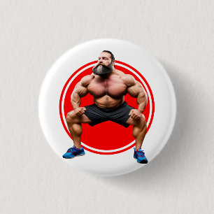 Spierbundel met baard ronde button 3,2 cm